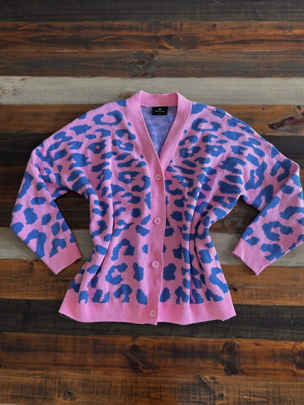 Lazy oaf pink bluish purple cardigan small / medium